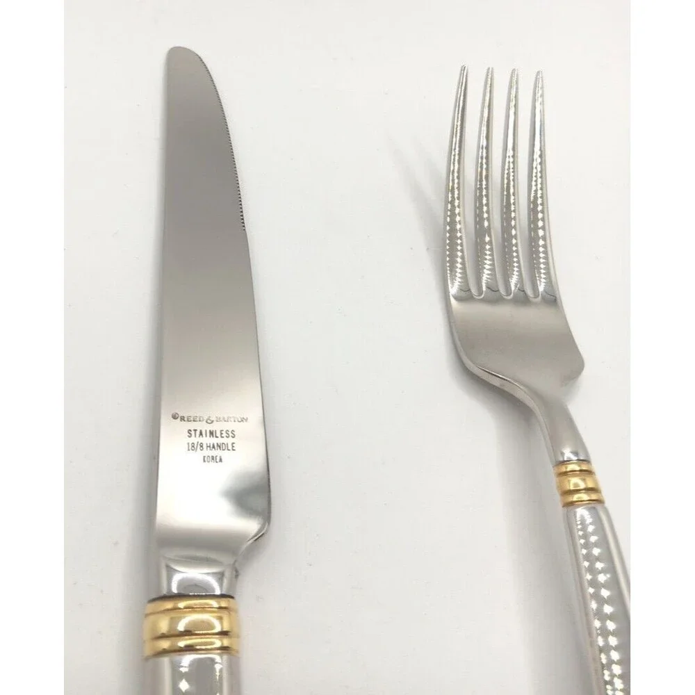 Reed & Barton Golden Longwood Place Knife & Fork 18/10 Stainless Korea Flatware